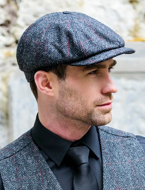 8 PANEL DRIVING CAP - CHARCOAL WITH RED