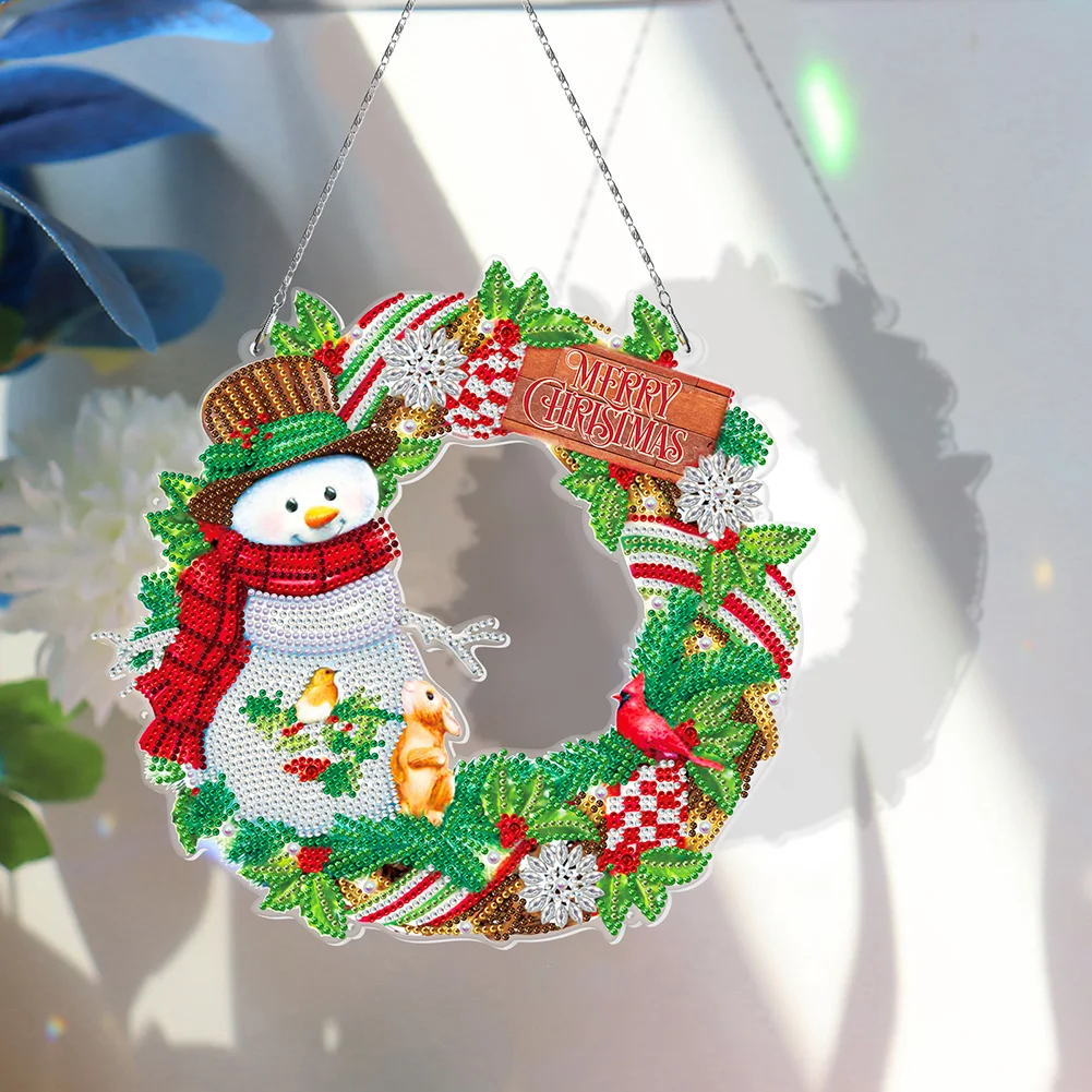 DIY Diamond Painting Art Hanging Wreath - Snowman