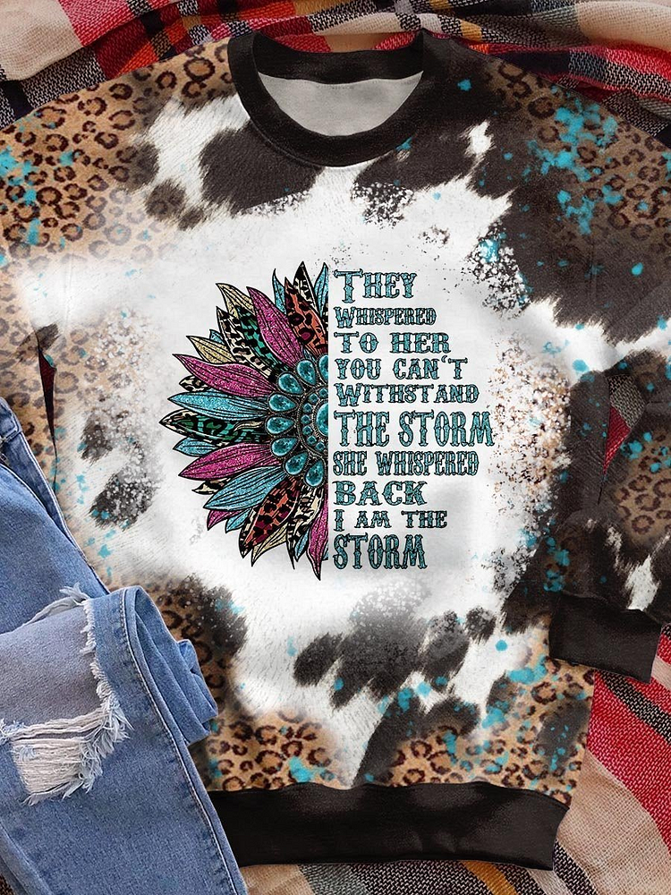 Jesus Faith Hope Leopard Print Long Sleeve Sweatshirt