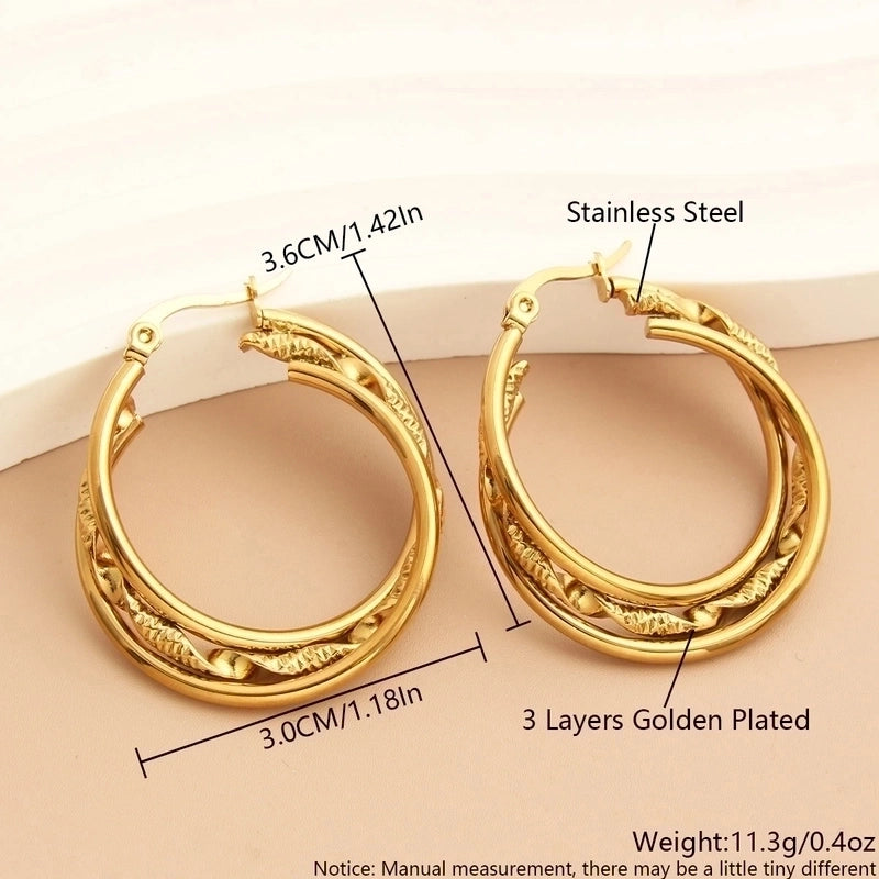 1 Pair Minimalist Commute Solid Color Plating 304 Stainless Steel 18K Gold Plated Earrings