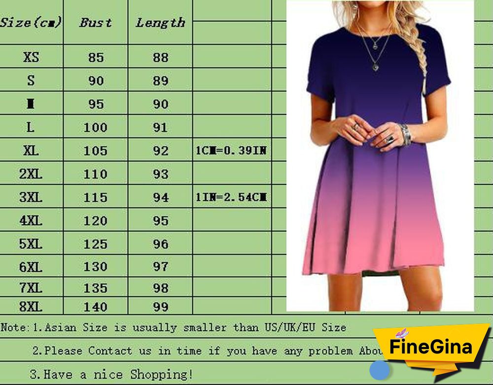 Womens Fashion Summer Clothing Casual Short Sleeved Tie Dye Printed T-Shirt Dress Crew