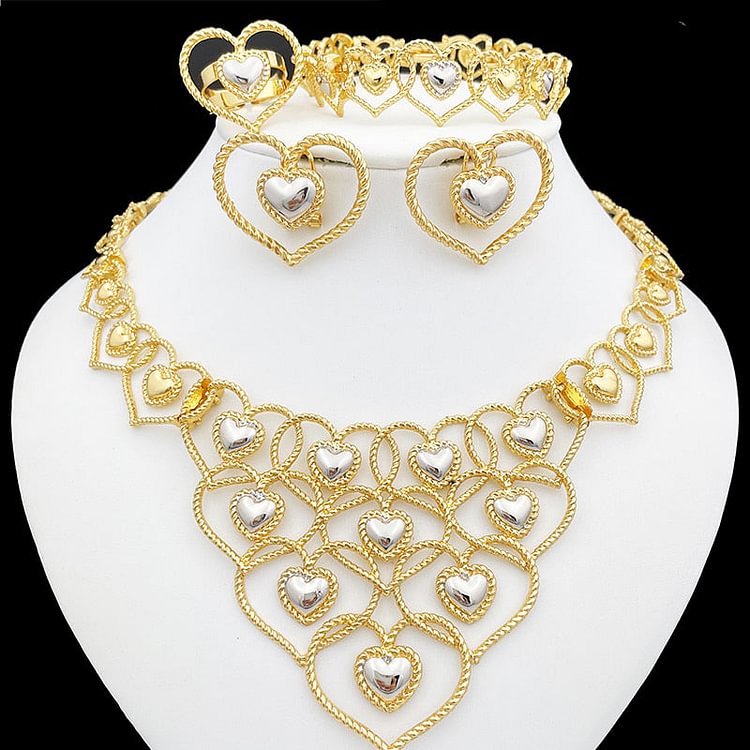 Fashion Jewelry Sets For Women Heart Necklace Earrings