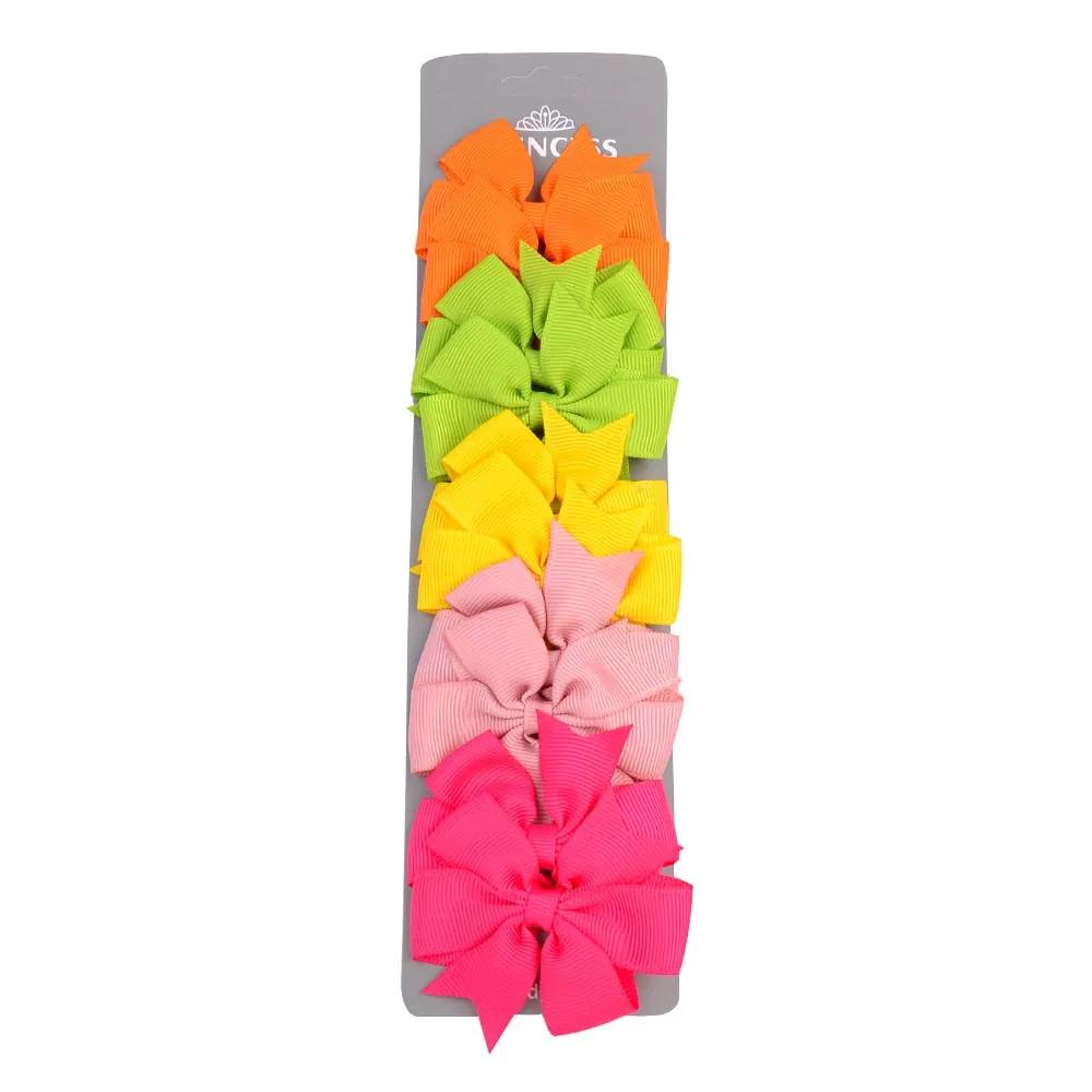 10 Pcs/set Grosgrain Ribbon Solid Hair Bows With Clip  Cute Girls Hair Clips Hairpins Barrettes Headwear Kids Hair Accessories