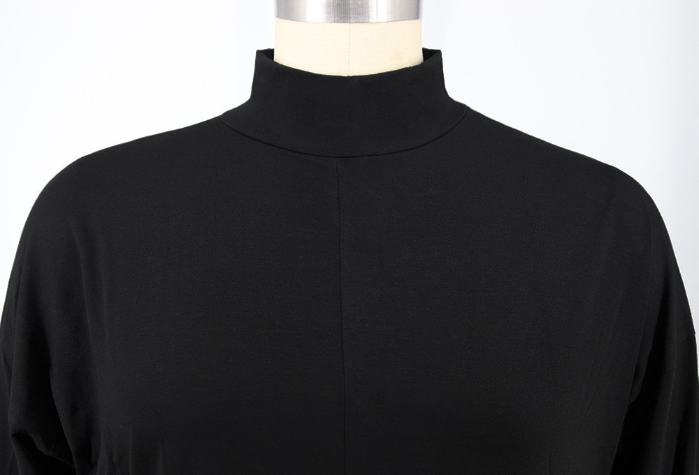Autumn And Winter High Collar Solid Color Slit Long Sleeve Womens Casual Sports Two Piece