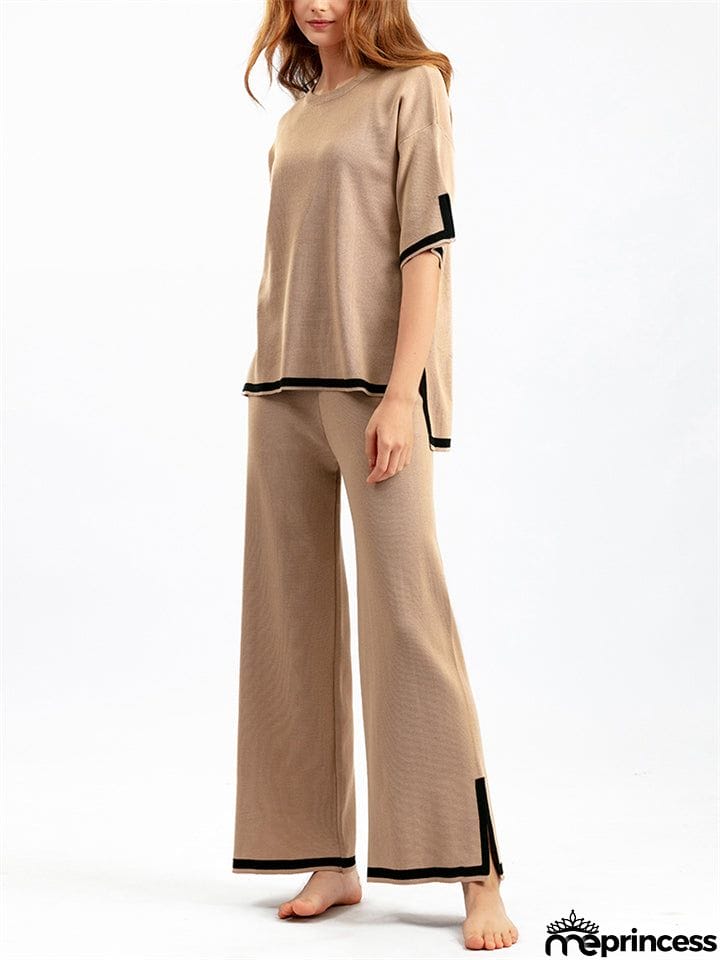 Women's Comfortable Temperament Knitted 2-piece Loungewear Sets