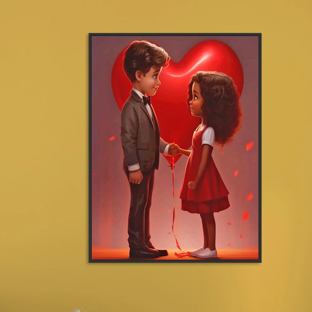Diamond Painting - Full Round Drill - Kid Sweet Couple(Canvas|30*40cm)