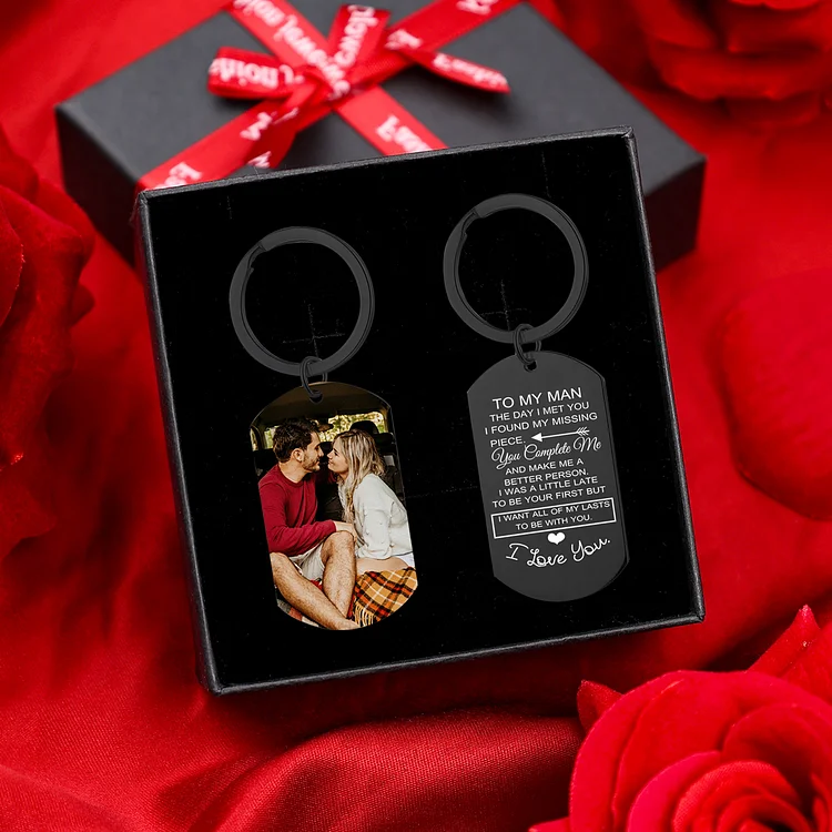 To My Man/Woman Personalized Photo Couple Keychain Gift Set With Gift Box-I love you-Custom Special Keychain Gift For Couple