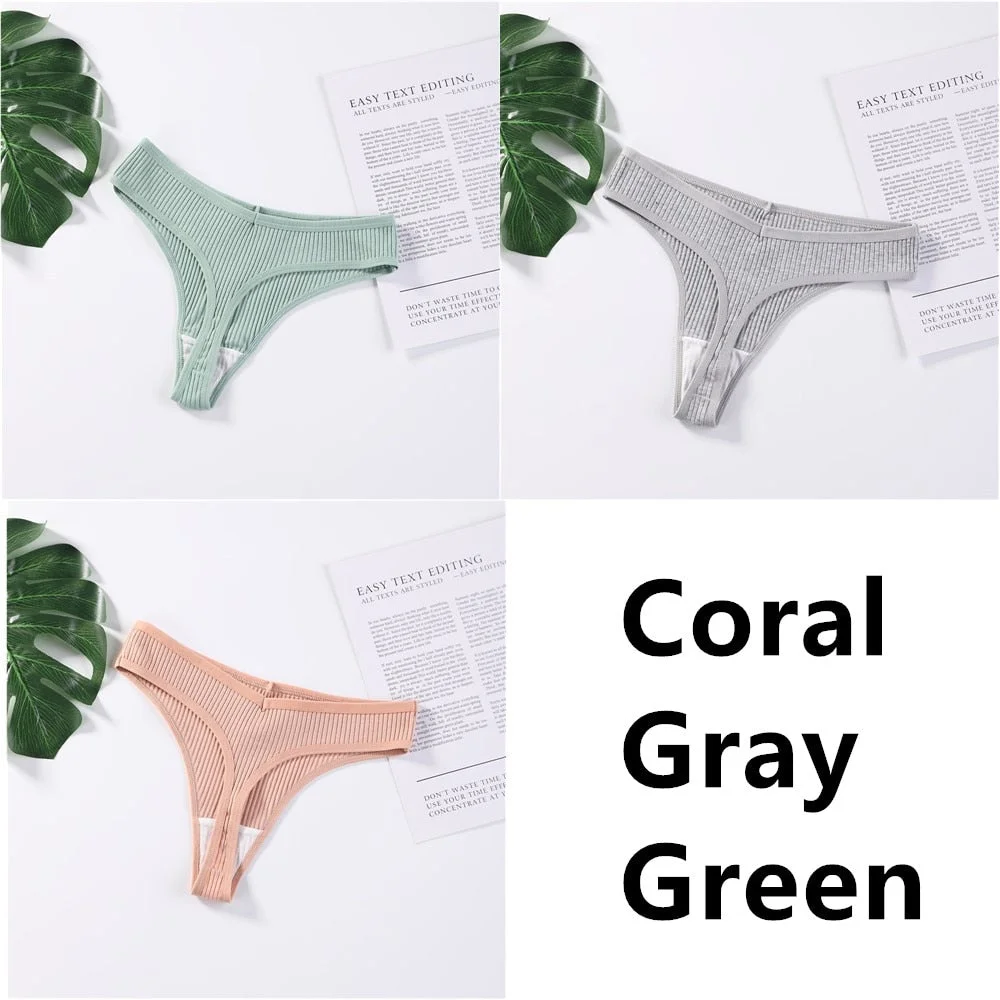 3Pcs/Set Panties G-String Ladies Sexy Panties Ladies Ladies Thong Underwear Low Waist Solid Comfortable Cotton Panties Lingerie