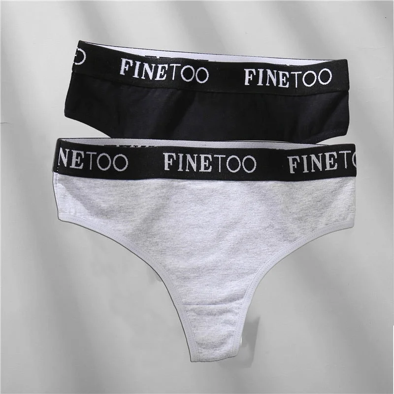 FINETOO 2/3PCS Cotton Sexy Underwear G-string Women M-XL Panties Fashion Letter Waist Femme 2021 Underpant For Woman Thong Girls