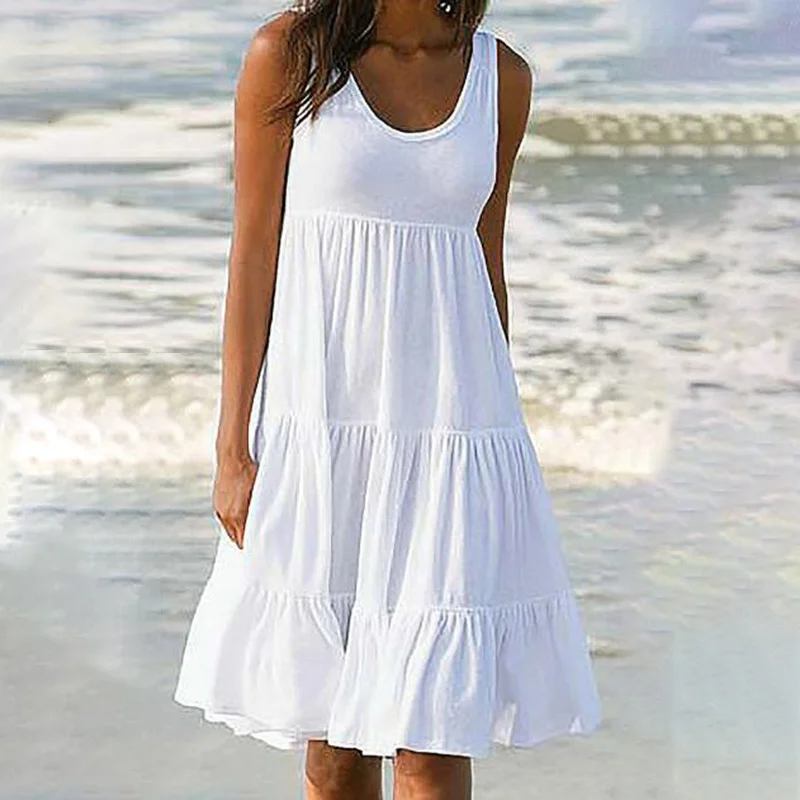 Casual Solid Color Sleeveless Dress