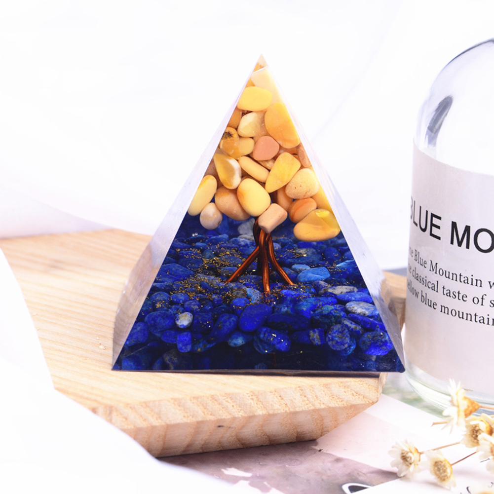 

Ogan Pyramid Amethyst Peridot Crystal Crushed Stone Energy Healing Tower, 501 Original