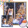 Diamond Painting -DIY Round Drill Partial AB Xmas Cat(45x45 CM)