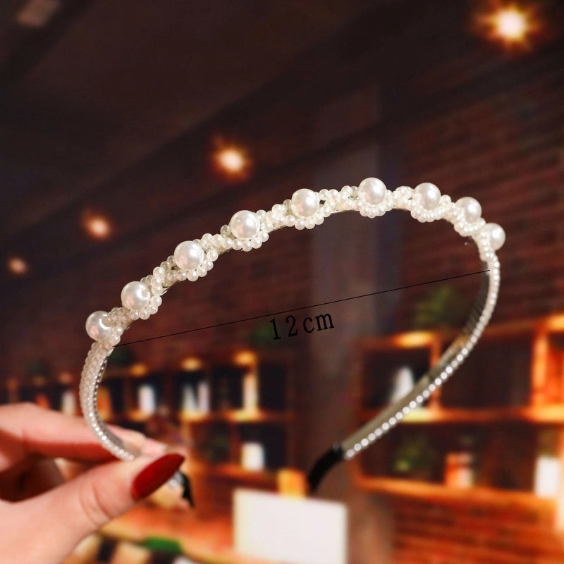 Women’s Fashion Waves Alloy Inlay Artificial Pearls Headwear