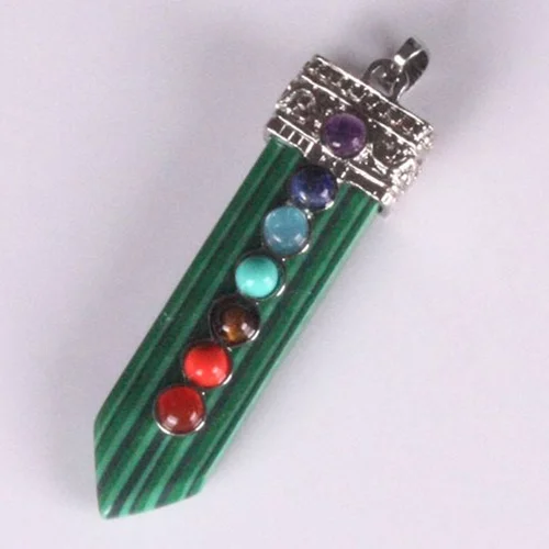   Crystal Agate Natural Stone Seven Chakra Gemstone Sword Necklace Pendant - Neojana