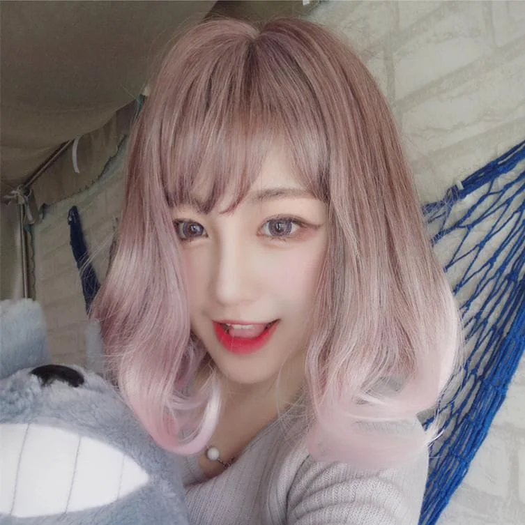 Pink Lolita BOBO Short Curly Hair Wig SP166832