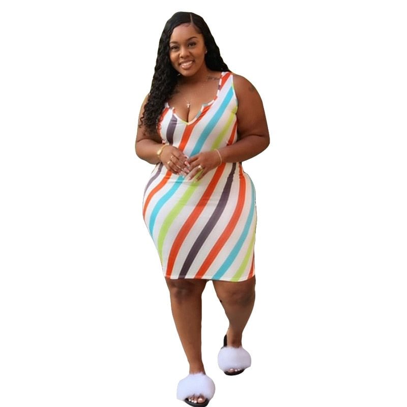 Summer Plus Size dress Women tank  Fashion Striped Half  Casual holiday Style Sexy mini Dresses for women Wholesale Dropshipping