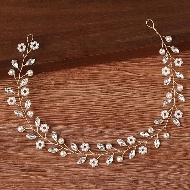 Women's Minimalist Classic Style Plaid Flower Alloy Inlay Rhinestones Hair Band