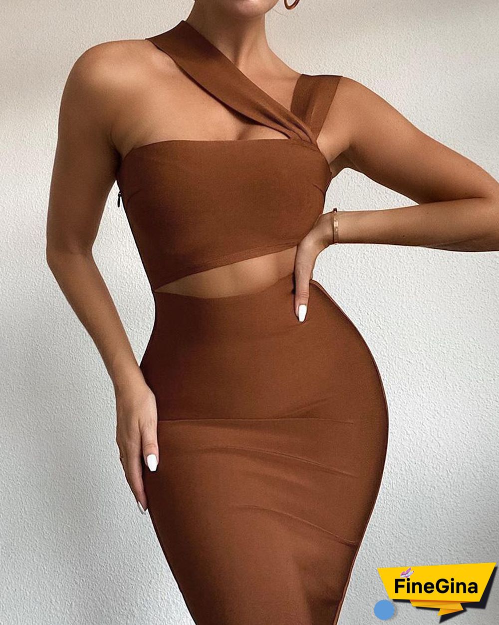 Plian One Shoulder Cutout Dress P14060