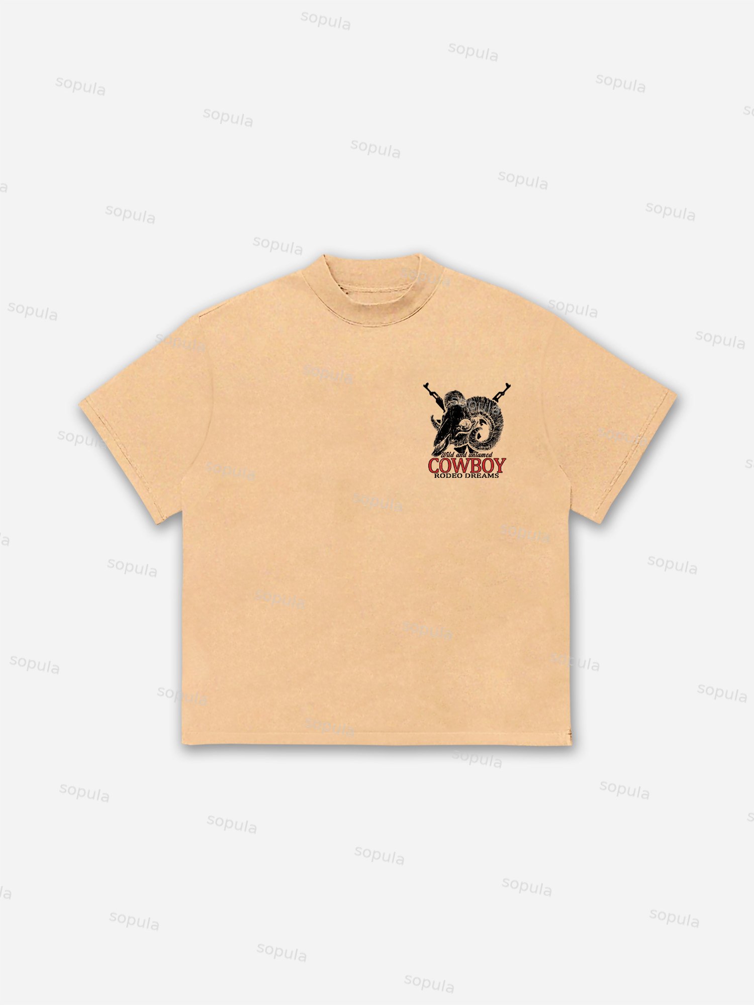 Cow Skull Cowboy Rodeo Print Cotton T-shirt - SOPULA