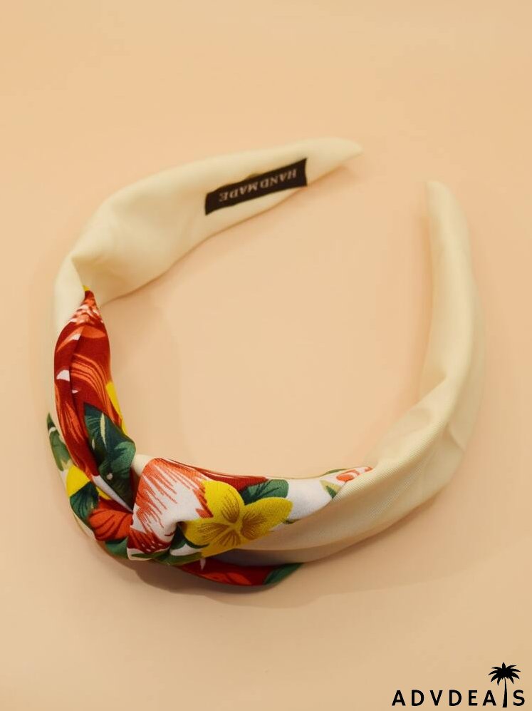 Floral Print Twist Detail Wide Headband
