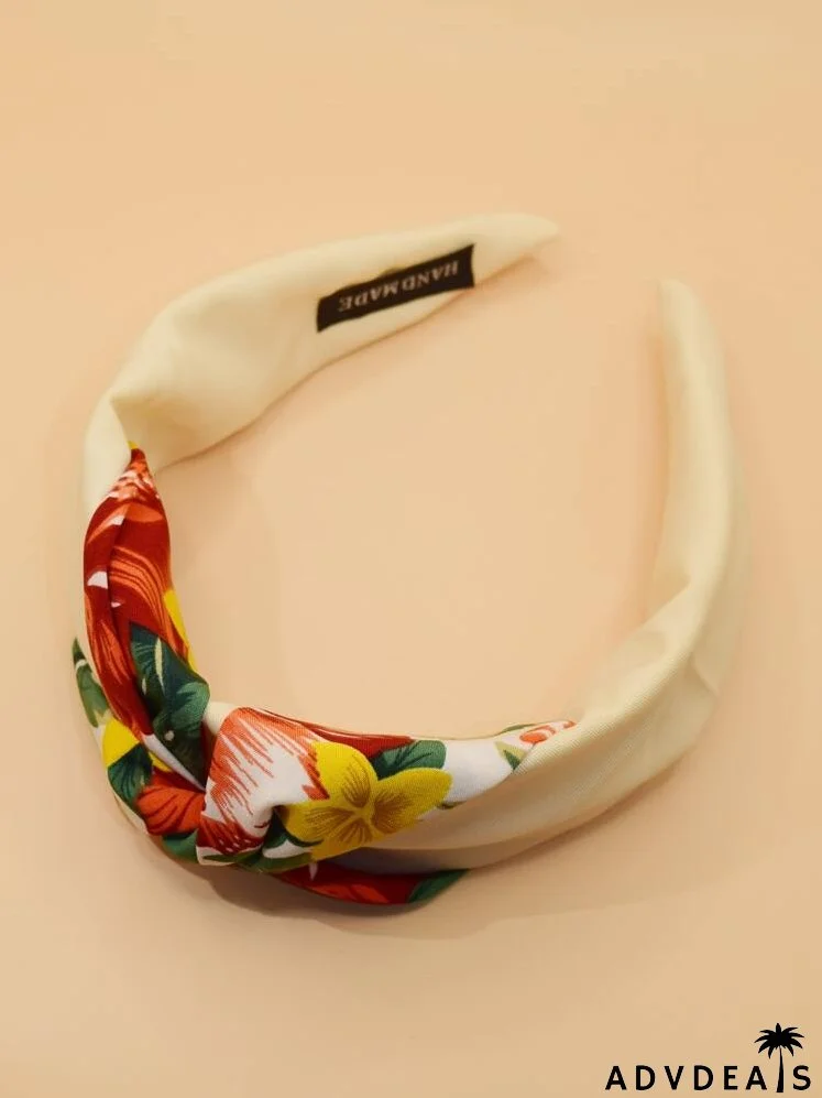 Floral Print Twist Detail Wide Headband
