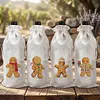 4 Pack DIY Rhinestone Drawstring Wine Gift Bags,  Diamond Painting Wine Decor Bag for Festival Gift Home Table Decor(Gingerbread Man)