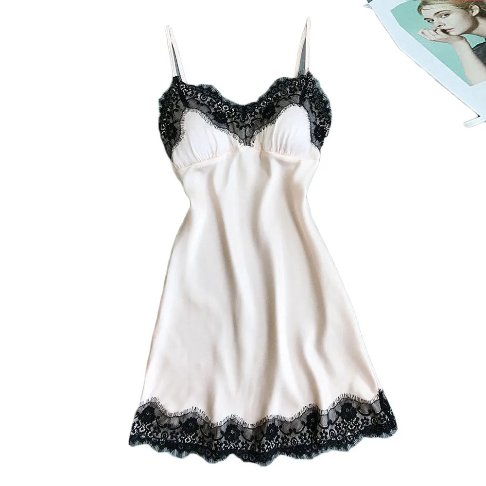 Churchf Home Sex Pajamas Women Seduction Sexy V-Neck Lace Side Sling Aja Aja Skirt Multi-Color Optional Lingerie
