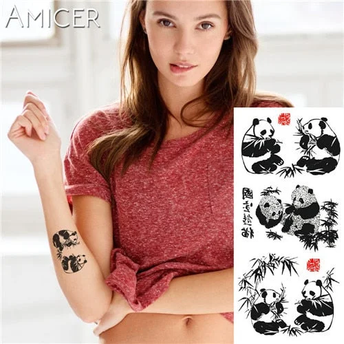 1 piece Fantasy Color Chinese painting panda Hot Large animal Temporary Tattoo Waterproof Tattoo Sticker for women men