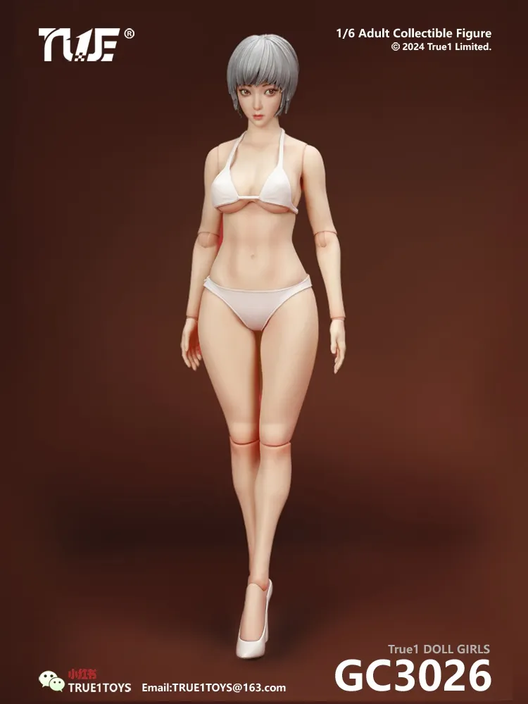 予約】True1Toys 1/6 女性 GC3026 白肌白髪 可動 アクションフィギュア