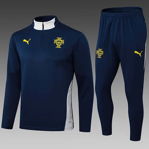2025 Portugal Half-Pull Training Suit Royal blue Football Shirt 1:1 Thai Quality Set