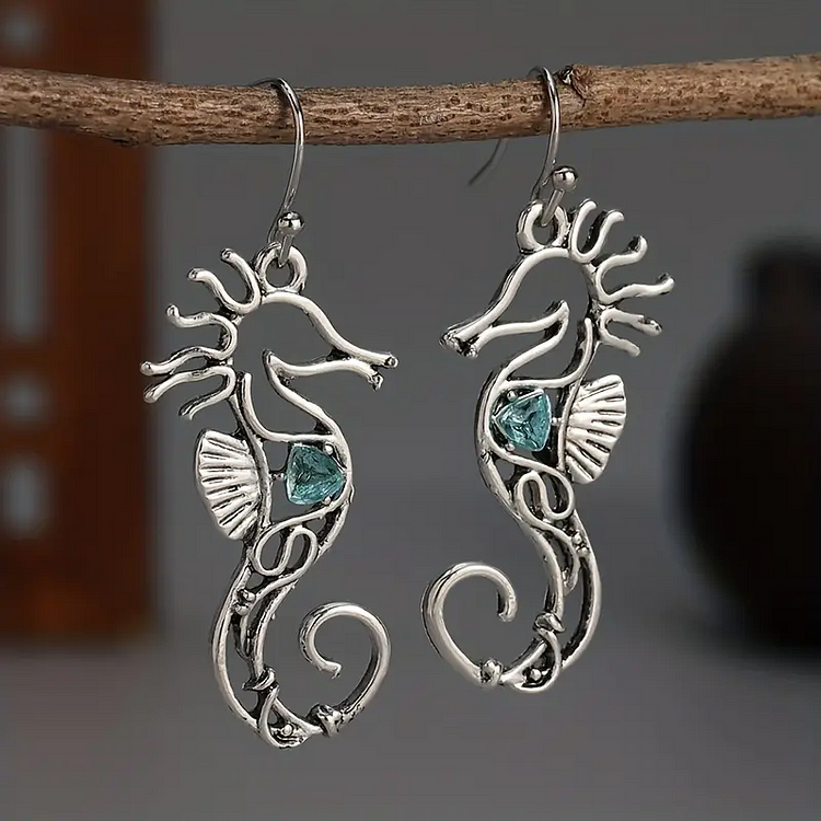 Ocean Blue Stone Hook Dangle Earrings