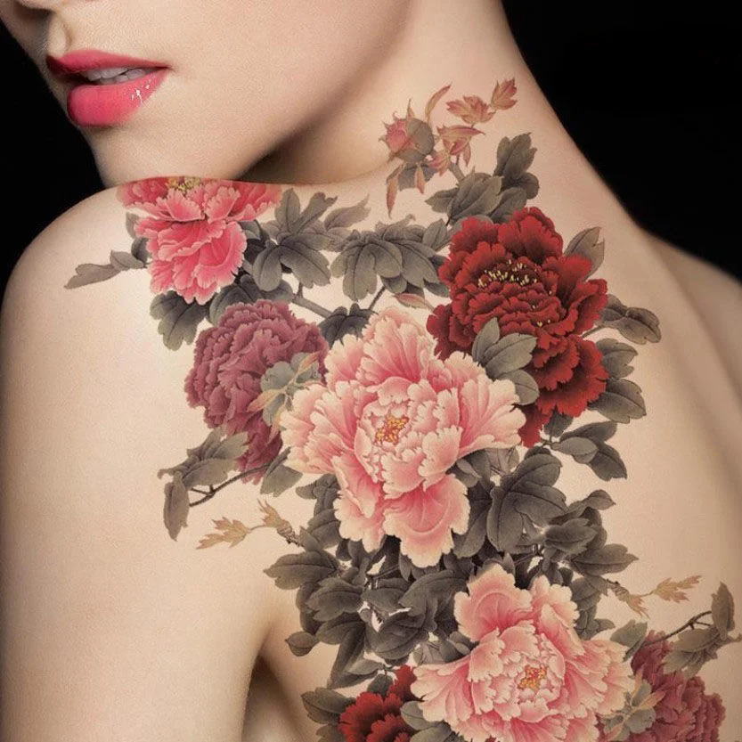 Sdrawing 4/5/9/10/18 PIeces Long Lasting Blue Flower Jewelry Tattoo Sticker Sexy Belly Block Scar Stretch Marks Waterproof Tattoo Sticker