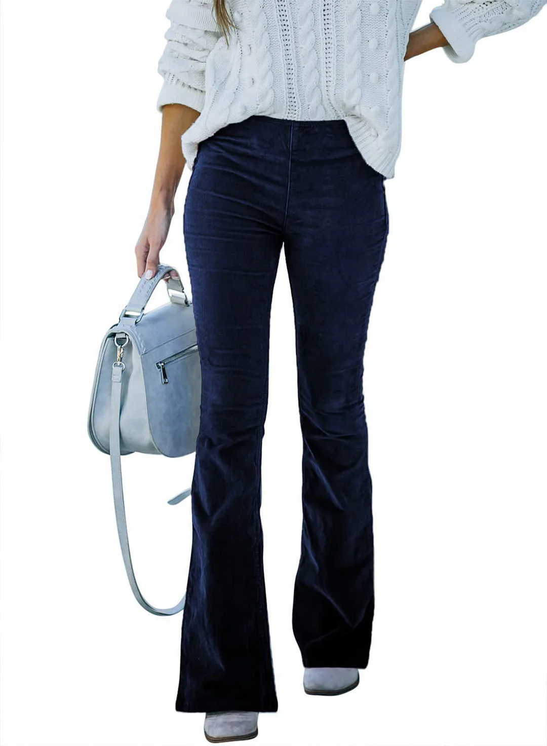 Uveng Color High Waist Slim-fit Flared Corduroy Elastic Pants