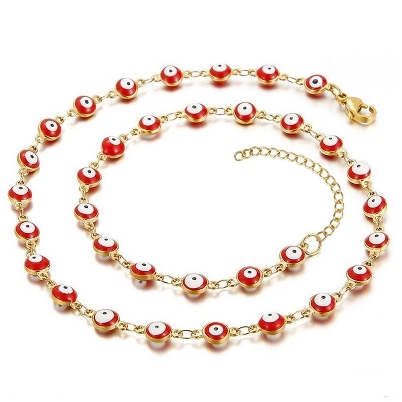 Fashion Devil’S Eye 304 Stainless Steel 18K Gold Plated Enamel Stainless Steel Jewelry Sets