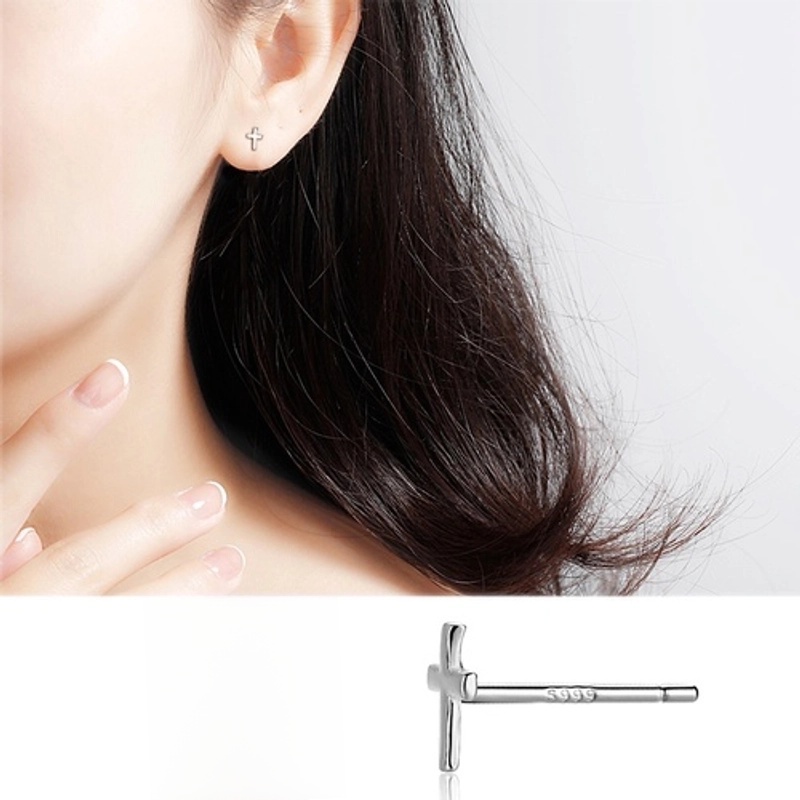 1 Pair 925 Sterling Silver Four Leaf Clover Star Lightning Ear Studs