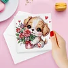 (US Local)6Pcs Flower Puppy Diamond Painting Greeting Card Diamond Handmade Card