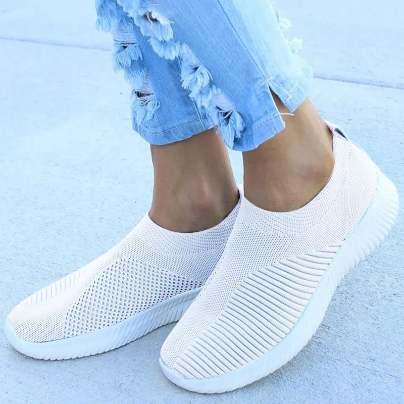Fahion Sneakers Women Summer Sports Shoes Ladies Trainers White Knitted Mesh True Sneakers Tennis Female Zapatillas Mujer Casual