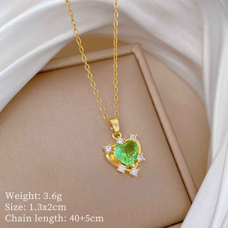 Copper Micro-Inlaid Cross Fashionable And Gorgeous Full Diamond Necklace For Women All-Match Clavicle Chain Titanium Steel