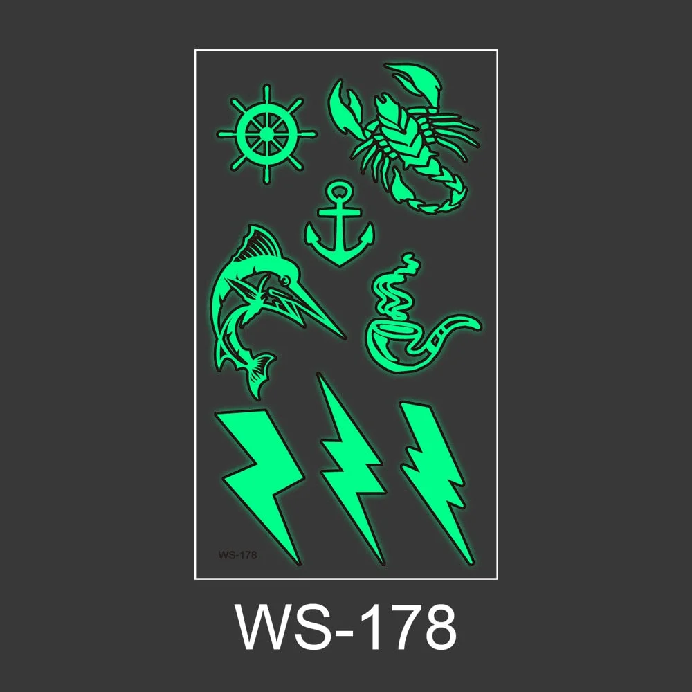 Luminous Tattoo Sticker Nightclub Bar Music Festival Carnival Tattoo Sticker Fluorescent Musical Note Glowing Cool Face Sticker