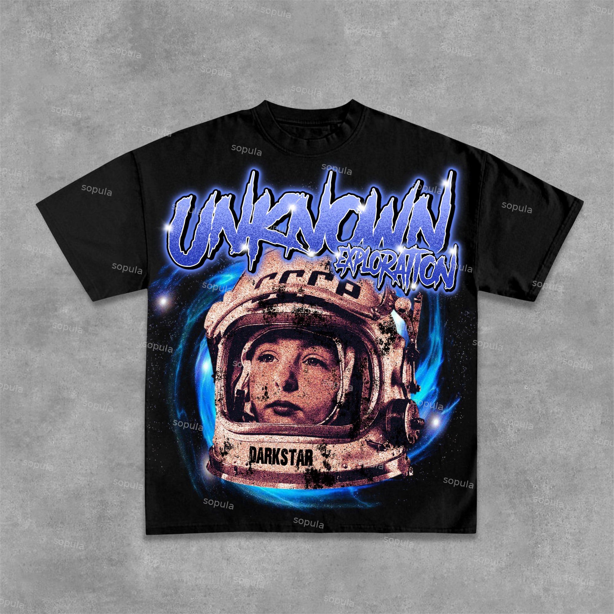 Darkstar - New Pattern Design - Astronaut & Starry Sky Cotton T-Shirt - SOPULA