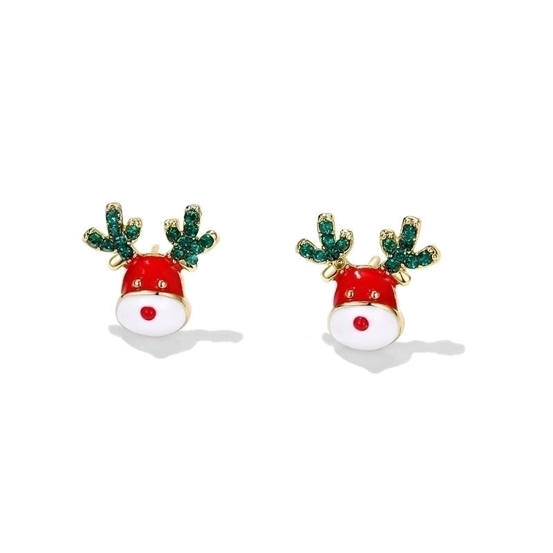 Fashion Christmas Tree Snowman Snowflake Alloy Enamel Rhinestones Women’s Drop Earrings Ear Studs 1 Pair