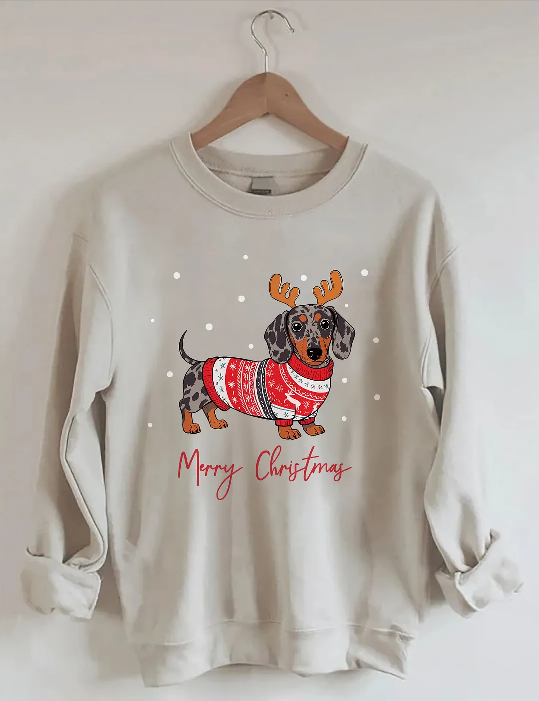 Dapple Dachshund Merry Christmas Holiday Sweatshirt