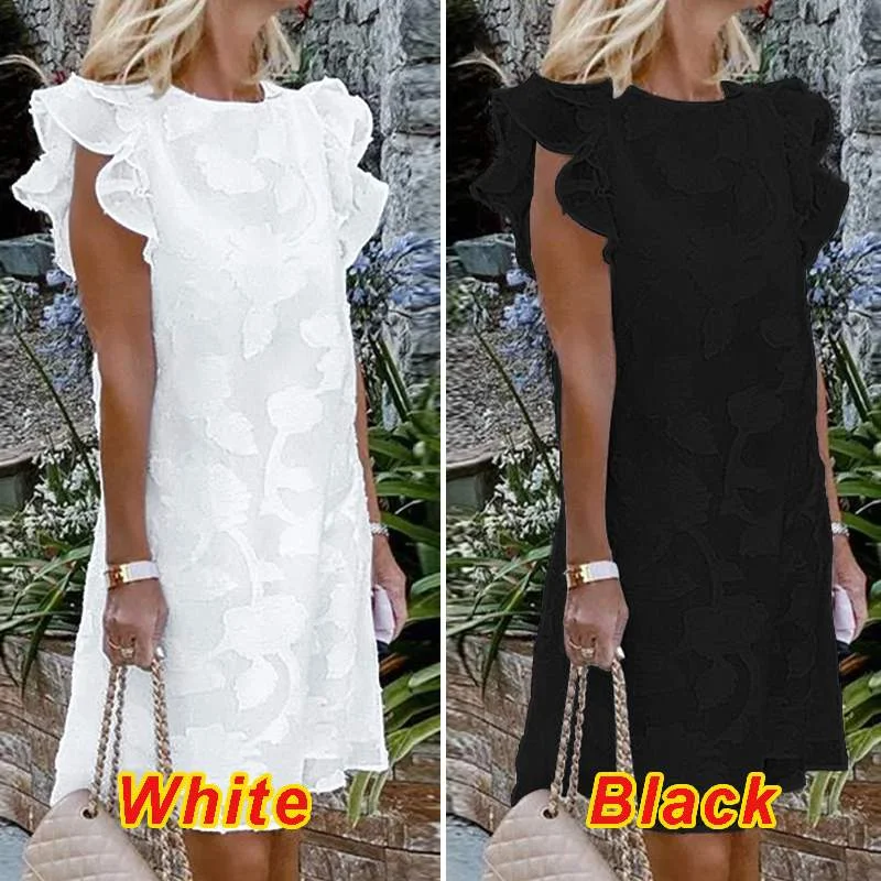 2022 ZANZEA Summer Women O Neck Sleeveless Ruffles Sundress Stylish Elegant Lace Crochet Dress Party Knee-length Vestidos Kaftan