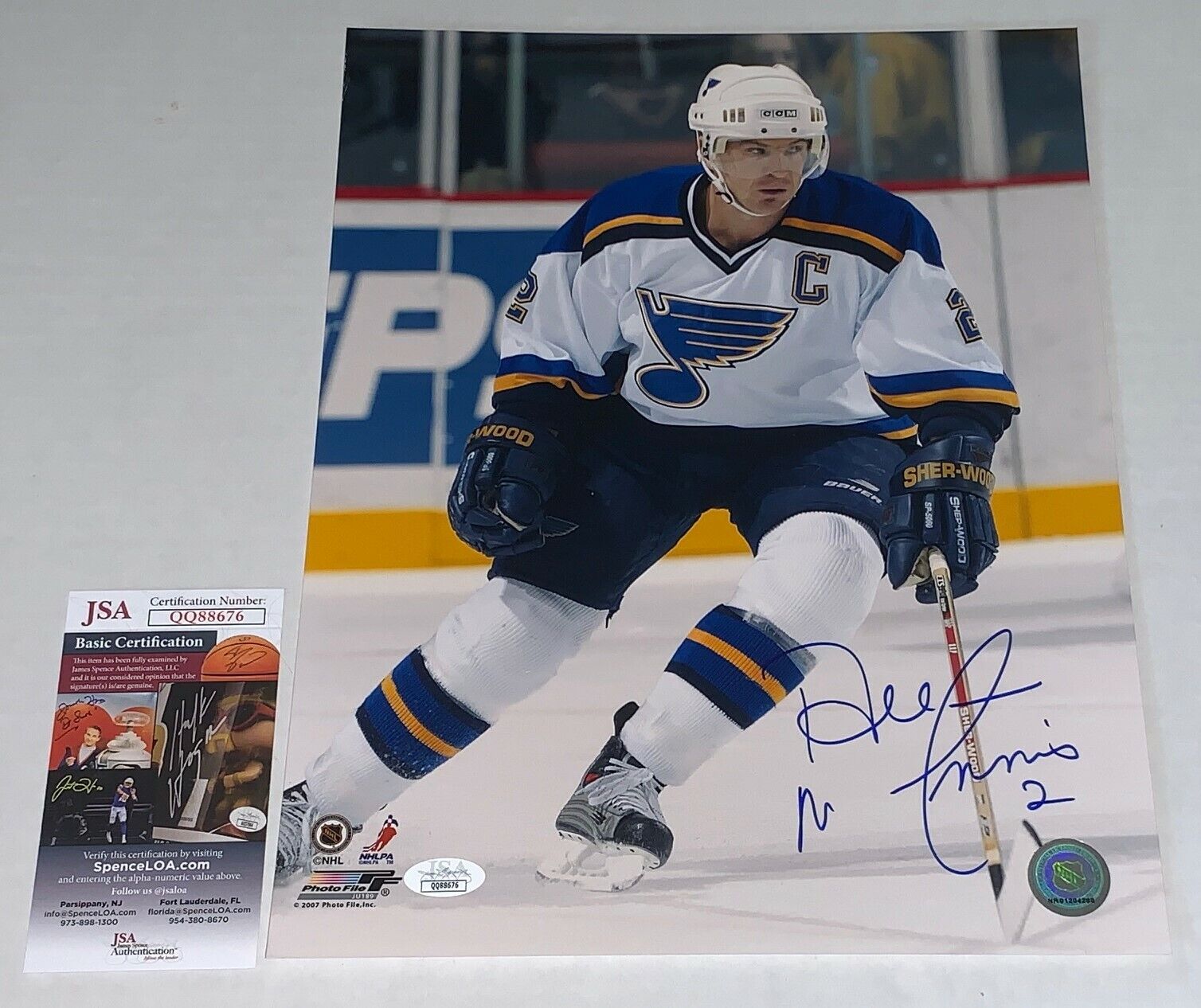 Al MacInnis signed St. Louis Blues 11x14 Photo Poster painting autographed JSA