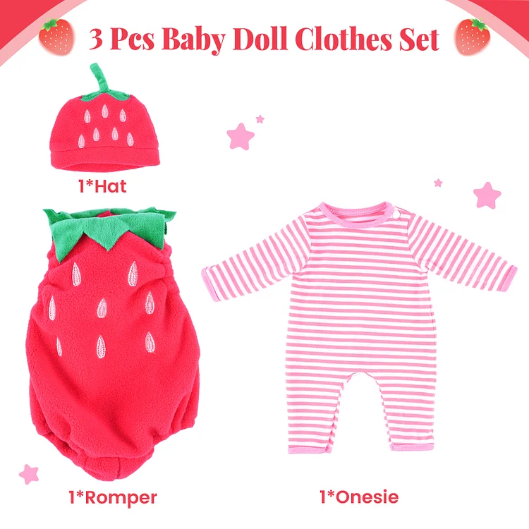 Babeside 17" Newborn Baby Dolls Girl Reborn Baby Dolls Rocker Strawberry Crawling Suit Clothes Set