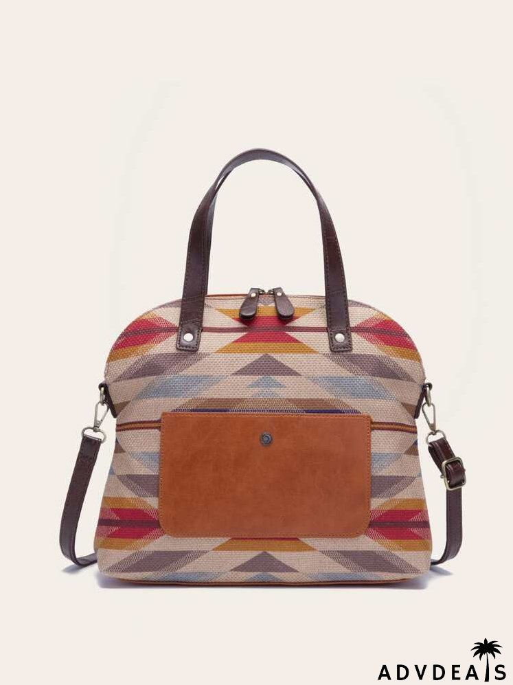 Geometric Print Tote Bag