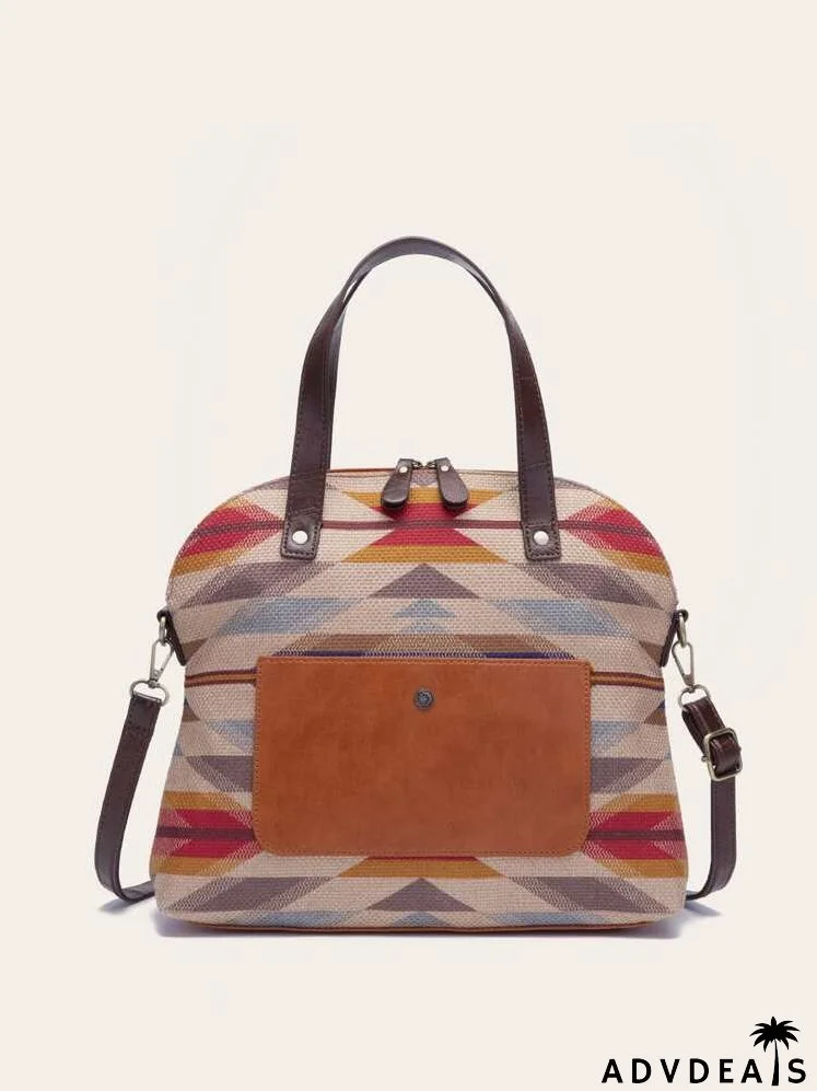 Geometric Print Tote Bag