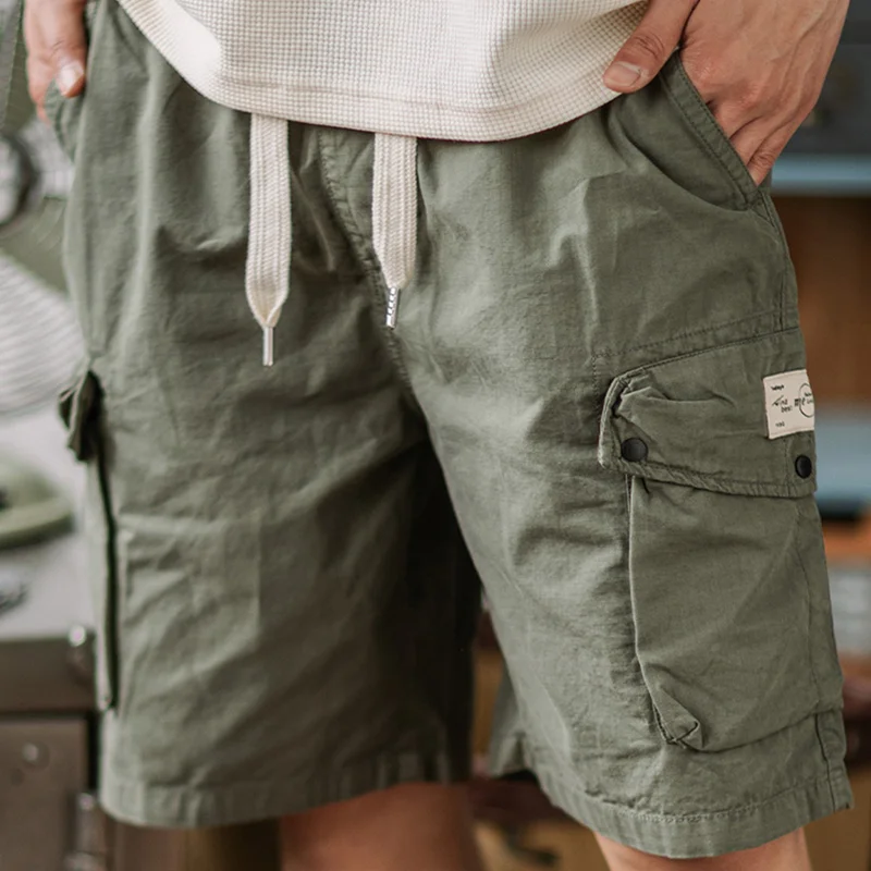 Vintage Loose Cotton Pocket Cargo Washed Straight-Leg Shorts
