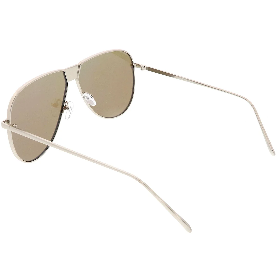Oversize Metal Aviator glasses With Color Mirror Flat Lens 61mm