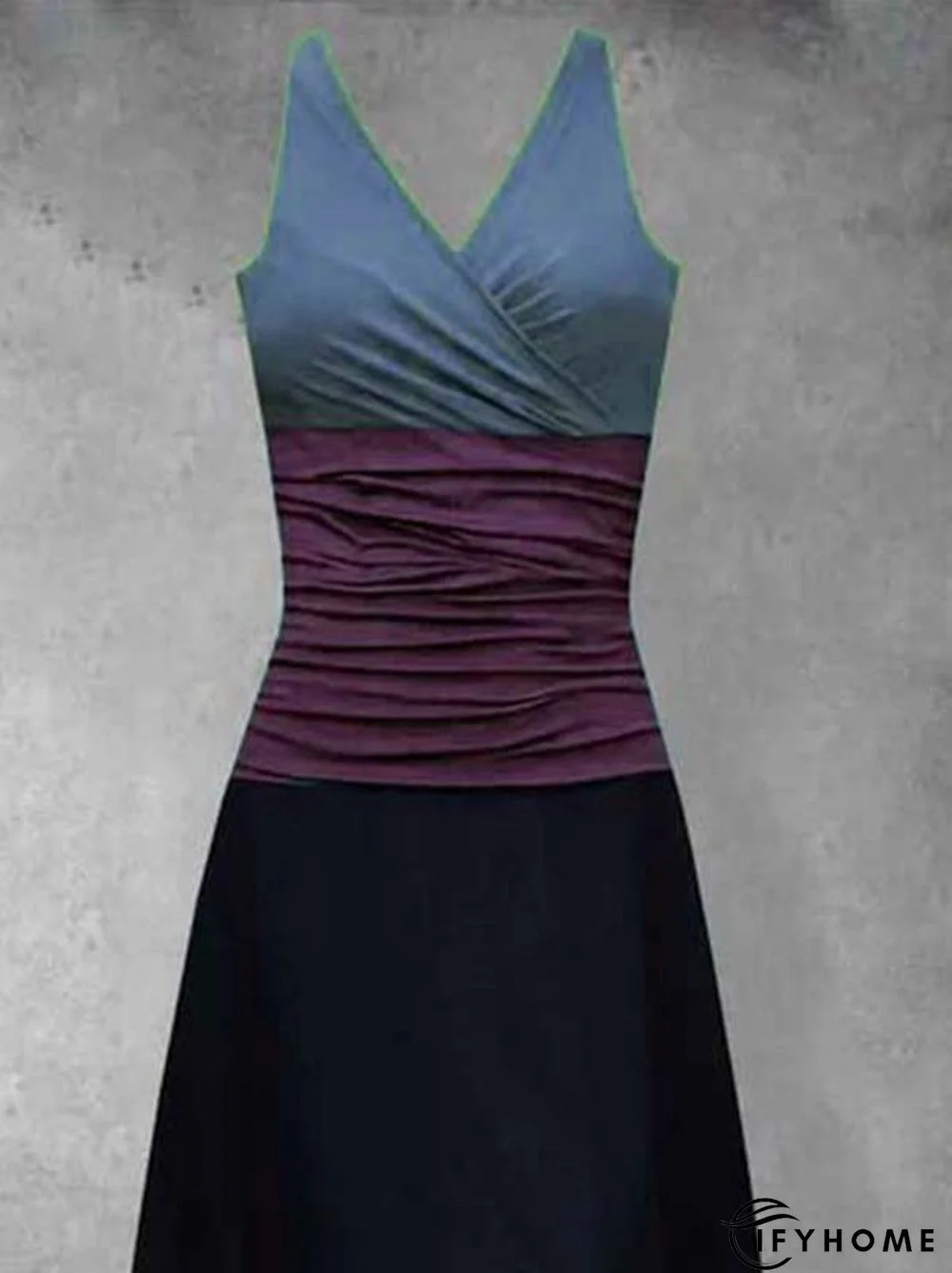 Cotton-Blend Sleeveless Color-Block Casual Knitting Dress | IFYHOME